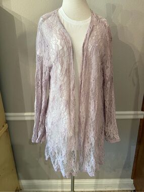 Lace Lavender Open-Front Cardigan Duster Romantic Boho Country southern stitch